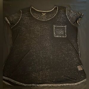 Women's Faded Glory burn out sheer and soft Black T-Shirt with Pocket in XXL 20